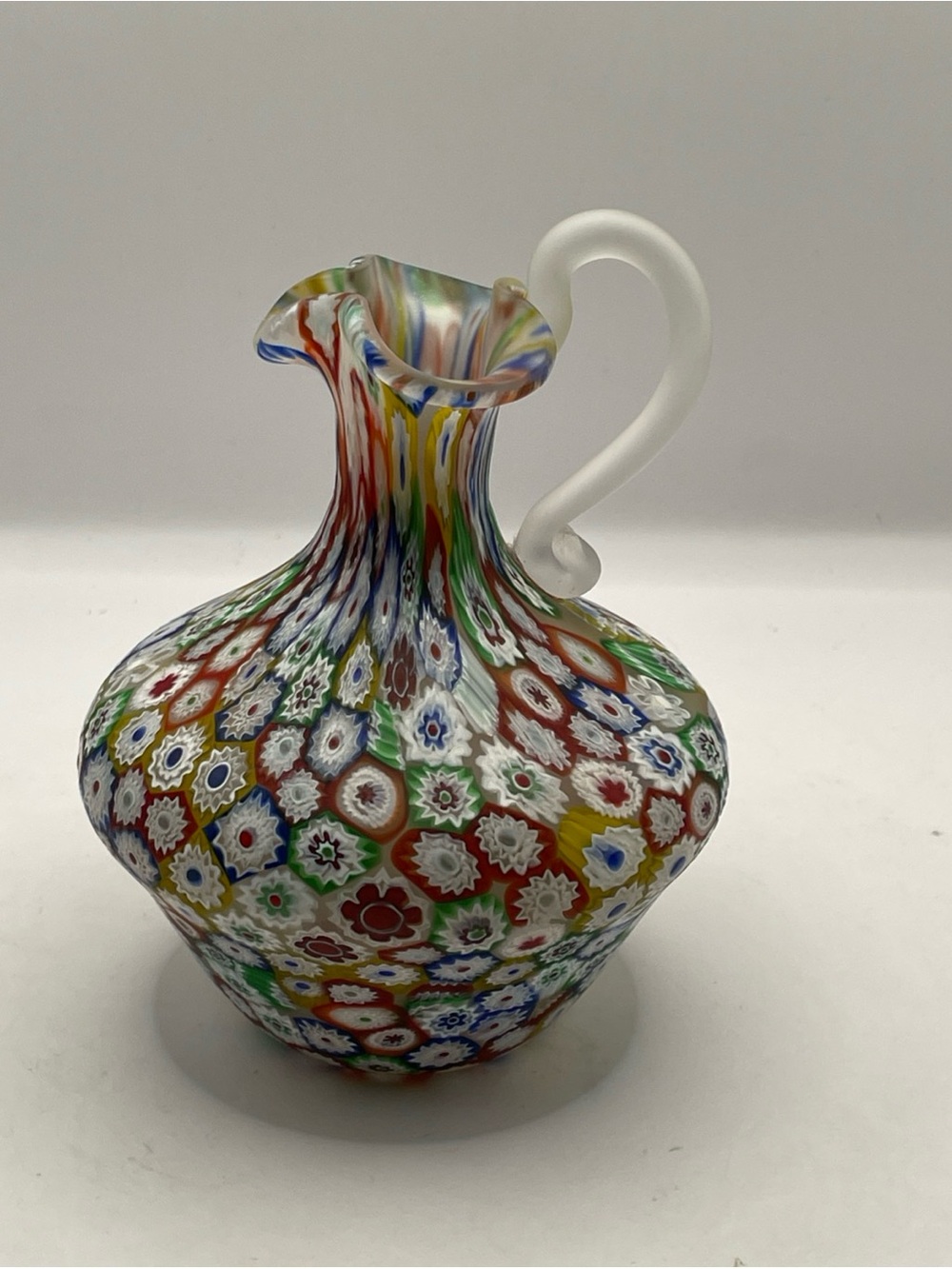 Vintage Italian Millefiori 5” Oil Cruet/Bottle Murano-Fratelli Toso